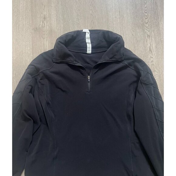 Lululemon 12 Running 1/2 1/4 Zip Pullover Mock Top Black Reflective Chevron - Picture 7 of 10